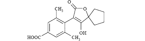 4-(8-гидрокси-6-оксо-5-оксаспиро[3.4]оцт-7-эн-7-ил)-3,5-диметилбензоиц ацид 
