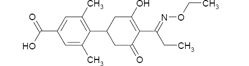 4-(2-(1-этоксиимино)пропил)-3-гидрокси-2-циклогексен-1-он-5-ил)-3-5-диметил бензоиц ацид 