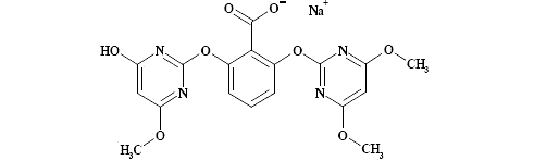 бензоиц ацид, 2-[4,6-диметокси-2-пиримидинил)окси]-6-[(4-гидрокси-6-метокси-2-пиримидинил)окси], содиум салт 