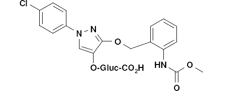 1-(4-хлорофенил)-3-({2 [ (метокси карбонил)амино] бензил} окси)-1х-пиразол-3-ил]глукопираносидурониц ацид 